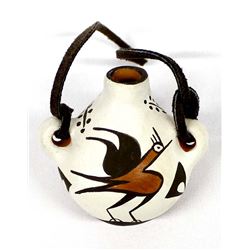 Native American Zia Miniature Pottery Canteen