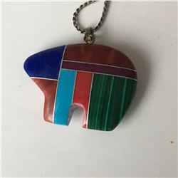 Inlay Bear Pendant Vintage