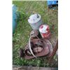 Image 1 : 3 Galvanized Gas Containers, 4 Lrg. Insulators, Road Markers & 2 Firewood Holders  **MUST Pickup