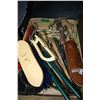 Image 1 : Box with Horse Grooming Eqt. (Brushes, Curry Combs, Hoof Picks,etc) & Curb Bits  **Heavy