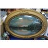 Image 1 : Oval, Convex Glass Framed Painting of Jack Lake, Alberta