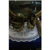 Image 1 : 2 Ornate Brass Pouring Vessels with Blue & White Porcelain Handles