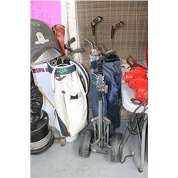 2 Golf Bags with Right-Handed Clubs in Each & 1 Golf Cart   ***Please Pick Up