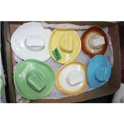 Flat of 6 Pottery Stetson Hat Ashtrays - Made in Medicine Hat, Ab.