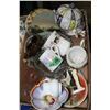 Image 1 : Box with Assorted Glass Ware, Dishes & Candle Holders