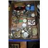 Image 1 : Box with Watch Parts, Bracelet Pins, Pocket Watch Cases (Some have interesting wording), etc.