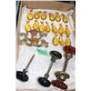 Image 1 : Box of Amber Chandelier Crystals; 2 Drawer Pulls with Bakelite Accessories; Amber Glass Door Knobs &