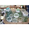 Image 1 : Box with Blue/Green Jars & Bottles (Qts, Pints, etc.)   ***Heavy