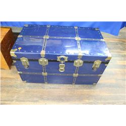 Large Blue Metal Trunk - with Tray