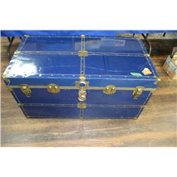 Large Blue Metal Trunk - No Tray