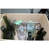 Image 1 : Box with Assorted Bottles - Brown, Clear & Green