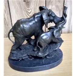 Real Bronze of Two Baby Elephants