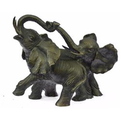 Real Bronze of Two Baby Elephants