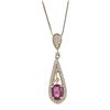 Image 1 : 0.5 ctw Ruby and Diamond Pendant - 18KT Yellow Gold