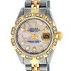 Image 2 : Rolex Ladies 2 Tone 14K Pink Mother Of Pearl Pyramid Diamond Datejust