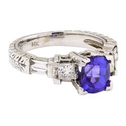 2.31 ctw Tanzanite And Diamond Ring - 14KT White Gold