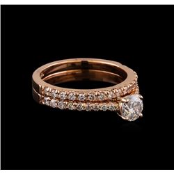 1.10 ctw Diamond Wedding Ring Set - 14KT Rose Gold