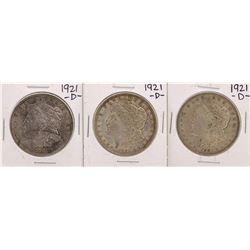 Lot of (3) 1921-D $1 Morgan Silver Dollar Coins