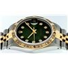 Image 8 : Rolex Mens 2 Tone 14K Green Vignette Pyramid Diamond 36MM Datejust Wristwatch