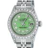 Image 2 : Rolex Ladies Stainless Steel Quickset Green Diamond Lugs Jubilee Datejust Wristw
