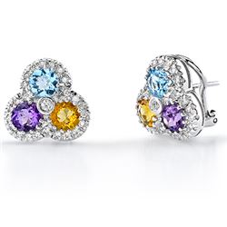 14k White Gold 3.62CTW Multi Color and Diamond Earrings, (SI3/G-H)