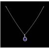 Image 2 : 3.28 ctw Tanzanite and Diamond Pendant With Chain - 14KT White Gold