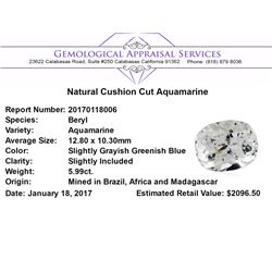 5.99 ct.Natural Cushion Cut Aquamarine