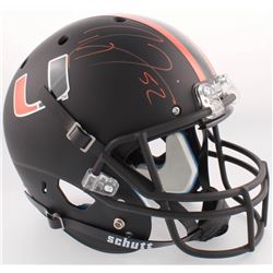 Ray Lewis Signed Miami Hurricanes Full-Size Custom Matte Black Helmet (Radtke COA  Lewis Hologam)