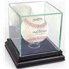 Image 1 : Premium Single Baseball Glass Display Case with Blue Suede  Black Wood Base  Mirrored Back
