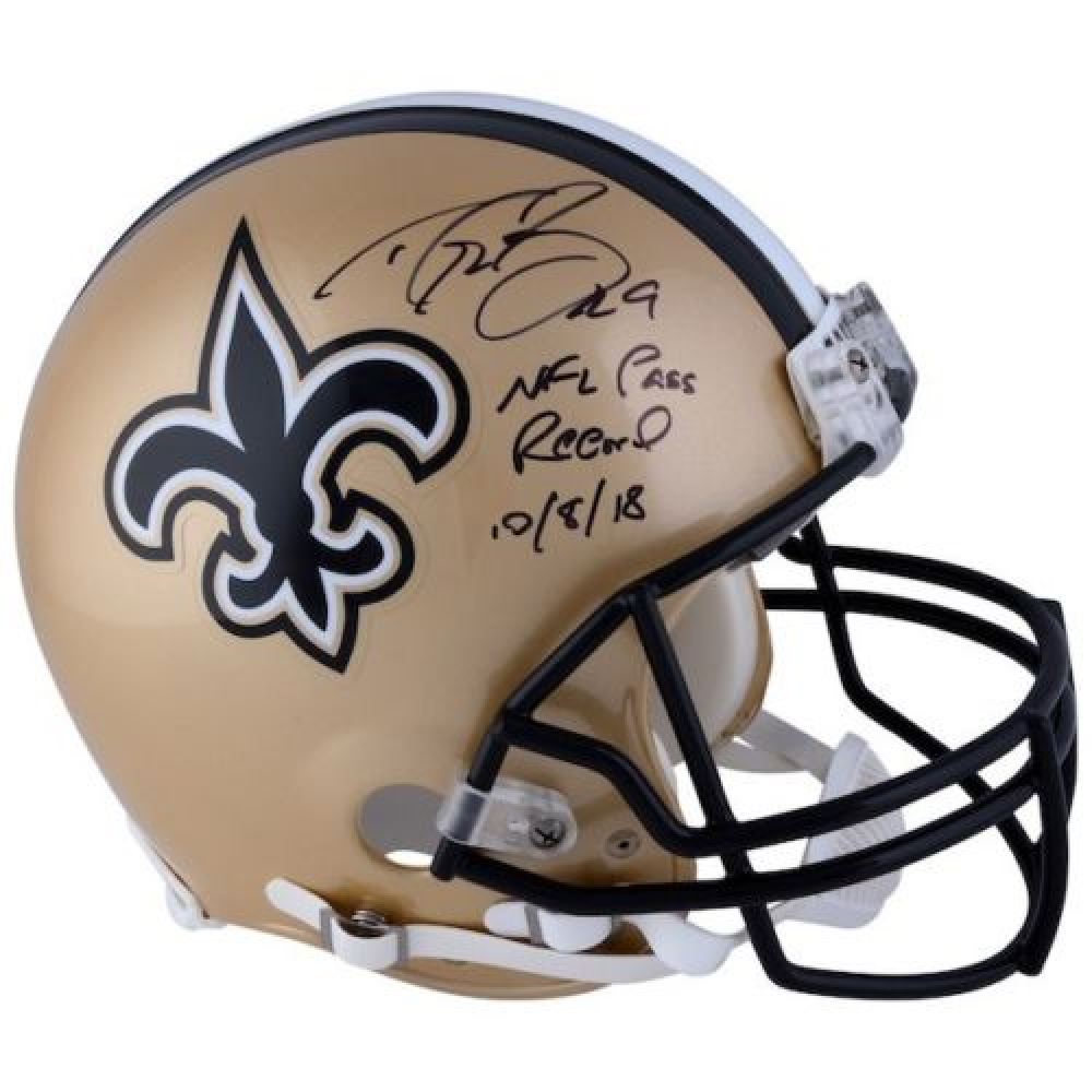 drew brees signed full size helmet