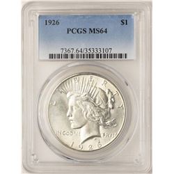 1926 $1 Peace Silver Dollar Coin PCGS MS64