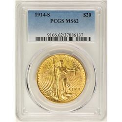 1914-S $20 St. Gaudens Double Eagle Gold Coin PCGS MS62
