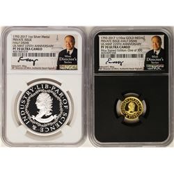 1792-2017 Half Disme 1/10 oz. Gold & 1oz. Silver Medals NGC PF70 W/ Moy Signatur