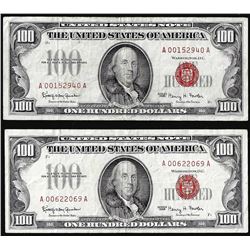 Lot of (2) 1966 $100 Legal Tender Notes