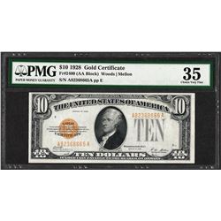 1928 $10 Gold Certificate Note Fr.2400 PMG Choice Very Fine 35