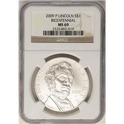 2009-P $1 Lincoln Bicentennial Commemorative Silver Coin NGC MS69