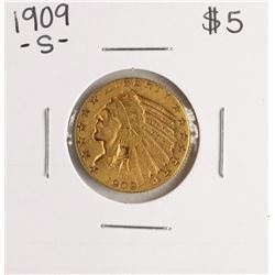 1909-S $5 Indian Head Half Eagle Gold Coin