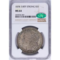 1878 7/8TF STRONG $1 Morgan Silver Dollar Coin NGC MS64 CAC