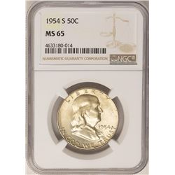 1954-S Franklin Half Dollar Coin NGC MS65