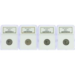 Lot of (4) 2005 Bison Nickel Coins NGC MS64