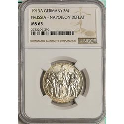 1913A Germany 2 Marks Prussia - Napoleon Defeat NGC MS63