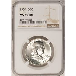 1954 Franklin Half Dollar Coin NGC MS65FBL