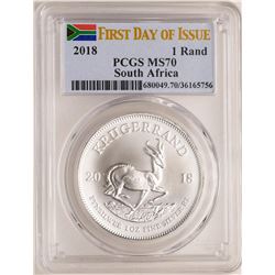 2018 South Africa Krugerrand Silver Coin PCGS MS70 First Issue