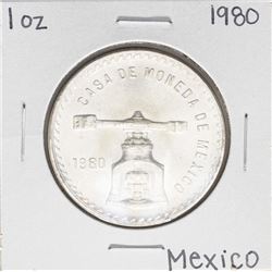 Brilliant Uncirculated 1980 Mexico Una Onza Casas De Moneda Silver Coin