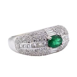18KT White Gold 0.67 ctw Emerald and Diamond Ring