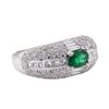 Image 1 : 18KT White Gold 0.67 ctw Emerald and Diamond Ring