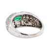 Image 3 : 18KT White Gold 0.67 ctw Emerald and Diamond Ring