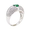 Image 4 : 18KT White Gold 0.67 ctw Emerald and Diamond Ring
