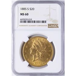 1885-S $20 Liberty Head Double Eagle Gold Coin NGC MS60