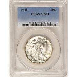 1943 Walking Liberty Half Dollar Coin PCGS MS64